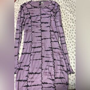 Purple and black stripped dress.